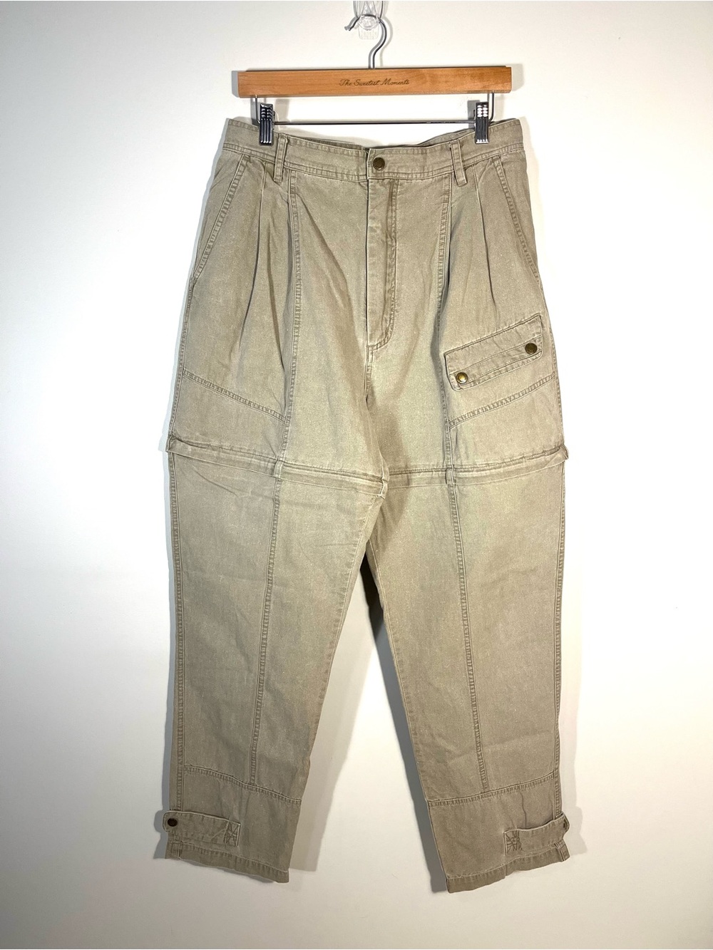 Cabelas Vintage Convertible Shorts to Cargo Pants Hiking Camping Olive Beige 10